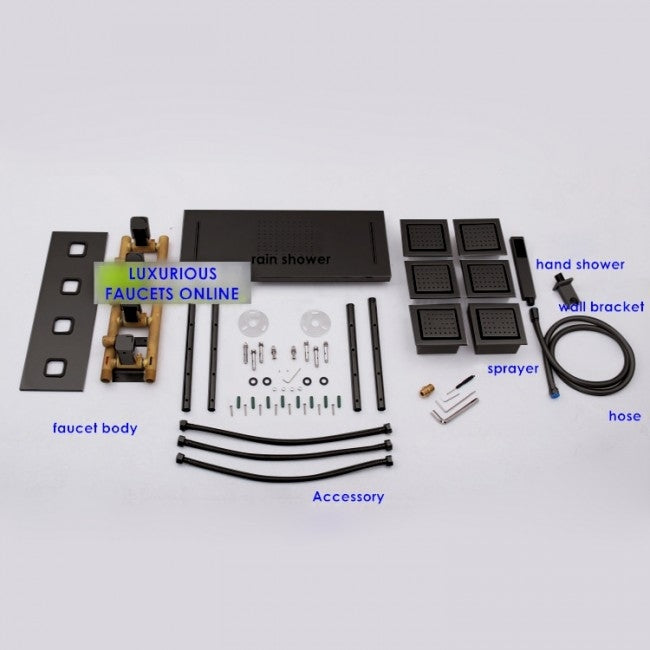 Dark Oil Rubbed Bronze Rain Shower Head with Handheld Shower