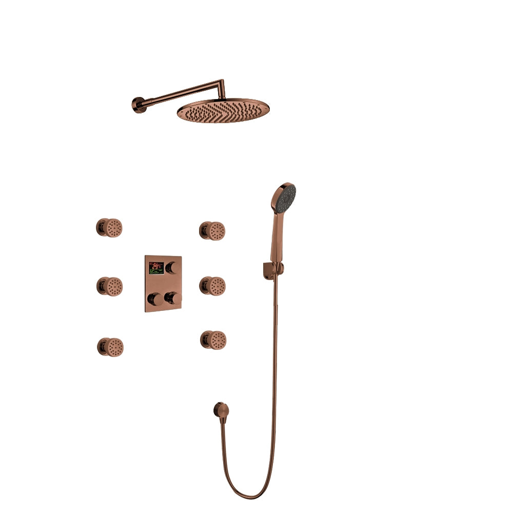 Dark Oil Rubbed Bronze Solid Brass Thermostatic Digital Display shower system with hand shower Head Set