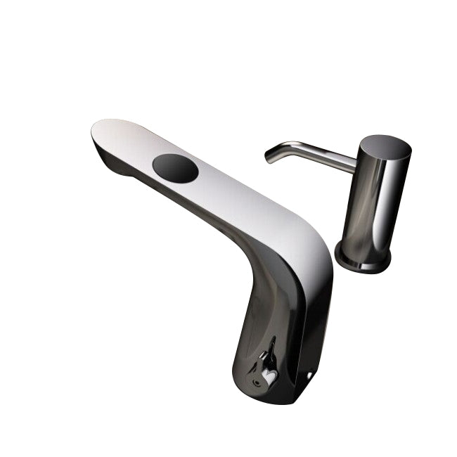 Chrome Finish Deck Mounted Infrared Sensor & Wave Sensor Bathroom Faucet 
