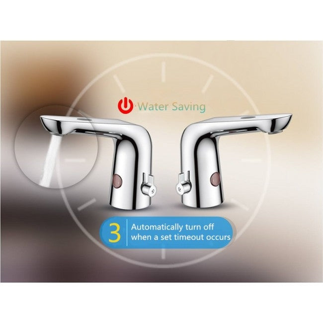 Chrome Finish Deck Mounted Infrared Sensor & Wave Sensor Bathroom Faucet 