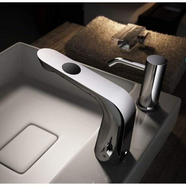 Chrome Finish Deck Mounted Infrared Sensor & Wave Sensor Bathroom Faucet 