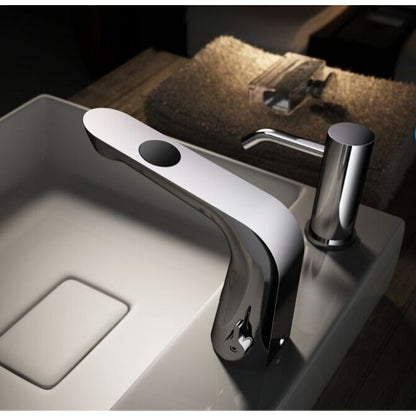 Chrome Finish Deck Mounted Infrared Sensor & Wave Sensor Bathroom Faucet 