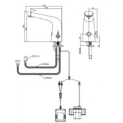 Chrome Finish Deck Mounted Infrared Sensor & Wave Sensor Bathroom Faucet 