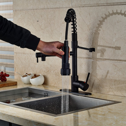 Juno Deck Mounted Oil Rubbed Bronze 8" Kitchen Faucet Dual Spouts Tap