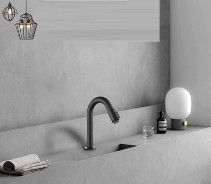 Juno Matte Black Deck Mount Bathroom Faucet