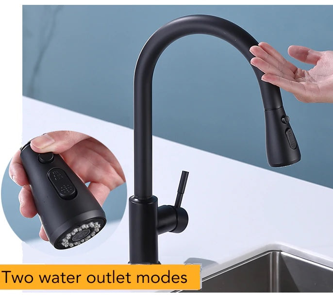Juno Brushed Nickel & Black Touch Control Kitchen Faucet