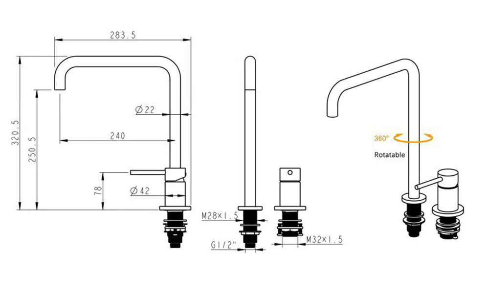New Juno Rose Gold Kitchen Faucet Deck Mount Single Handle