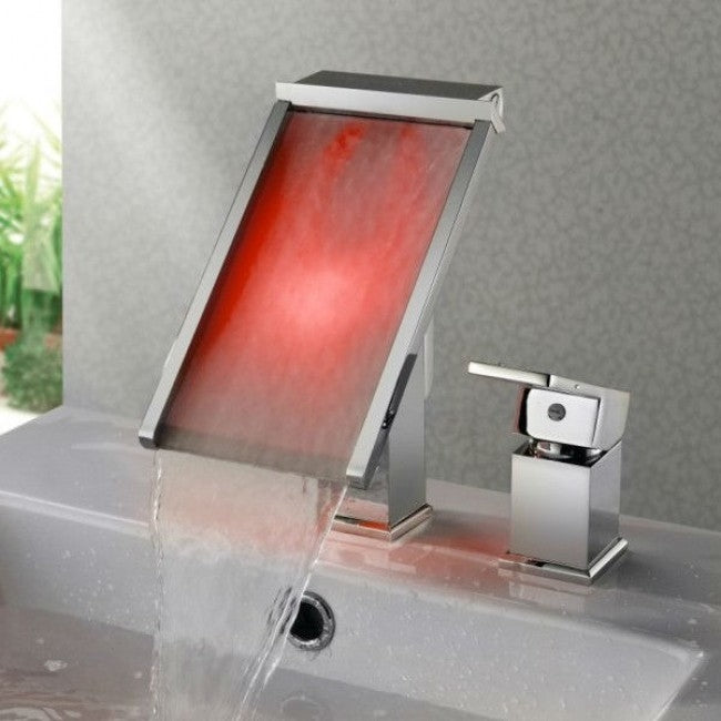 Deck Mount Waterfall Bathroom Sink Faucets with Chrome Finish