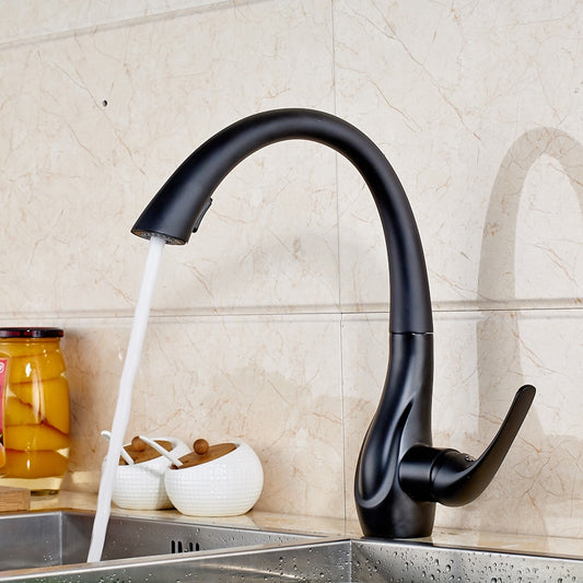 Deck Mounted Blackened Pull Out Kitchen Sink Faucet