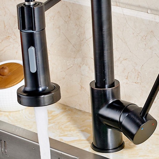 Deck Mounted Black Bronze Pull Out Kitchen Sprayer Faucet