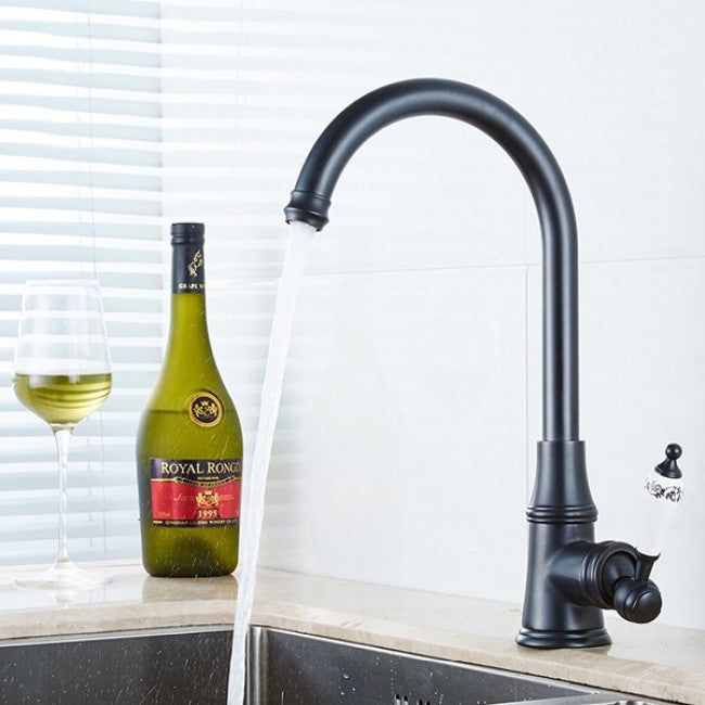 Deck Mounted Oil Rubbed Black Bronze Basin Kitchen Faucet  1