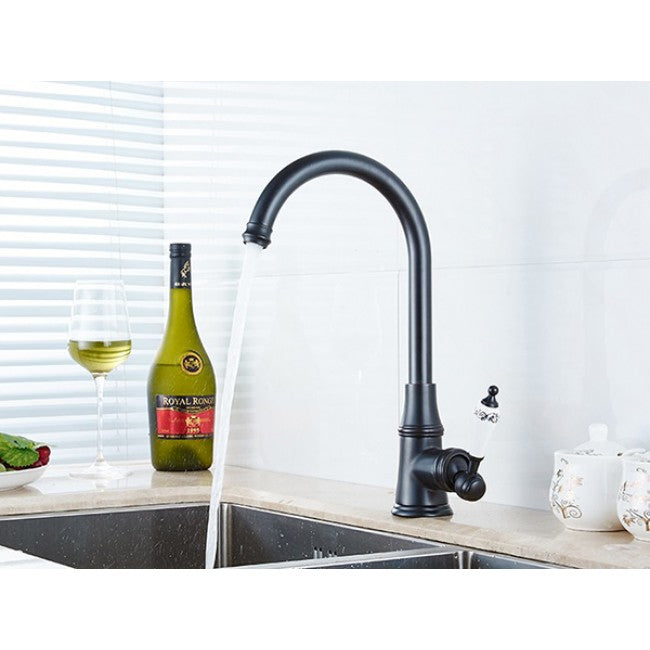 Deck Mounted Oil Rubbed Black Bronze Basin Kitchen Faucet  5