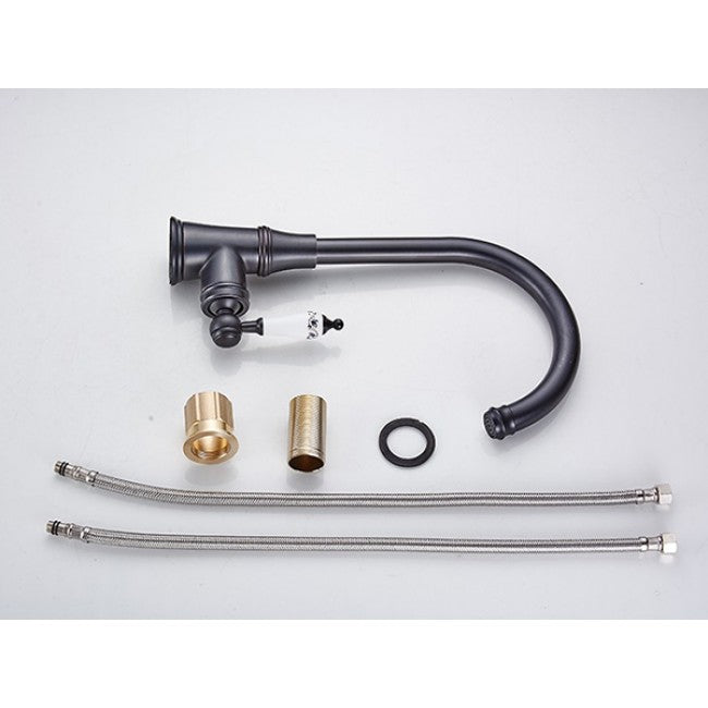 Deck Mounted Oil Rubbed Black Bronze Basin Kitchen Faucet  6