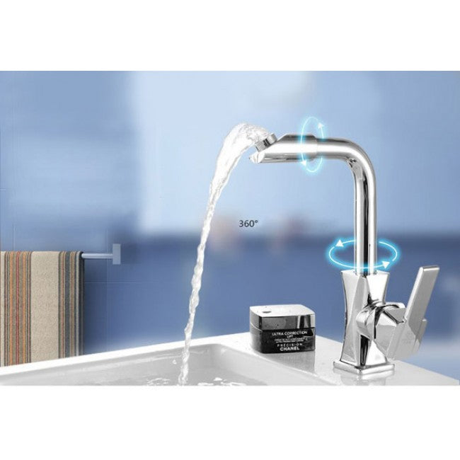 Deck Mounted Thermostatic 360 Rotation Kitchen Tap Faucet 8