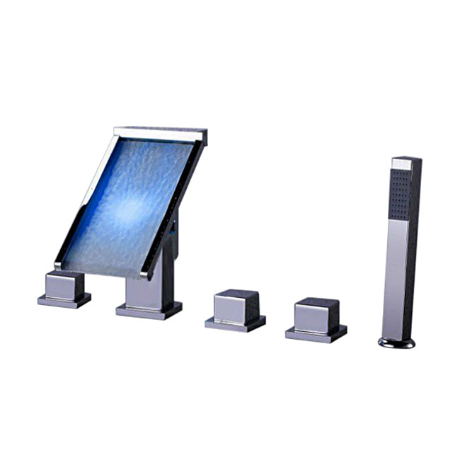 Deck Mounted Waterfall LED Roman Tub Faucet