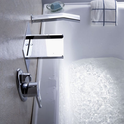 Delightful Le Havre Wall Mounted Waterfall LED Bathtub Faucets with Pull-Out Handheld Shower Head