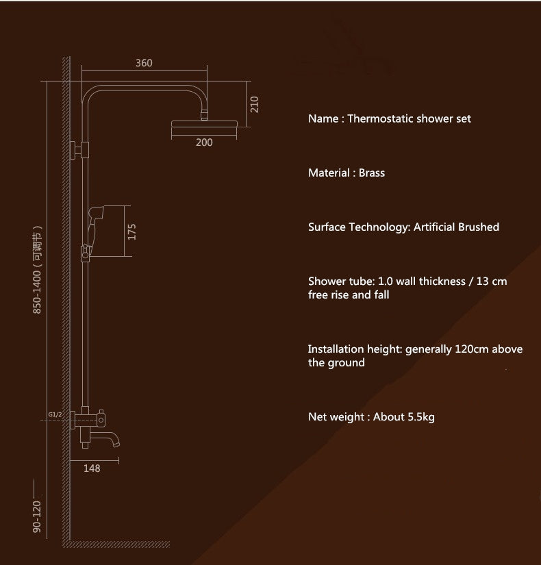 Juno European Brass Shower Faucet With Hand Held Shower