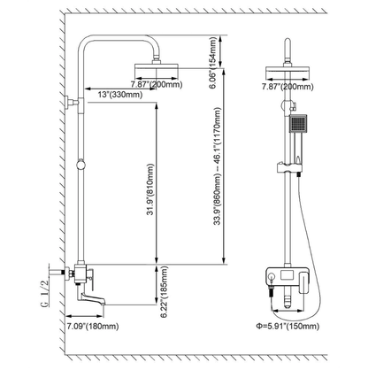 Juno Digital Display Chrome Finish Shower Faucet Set