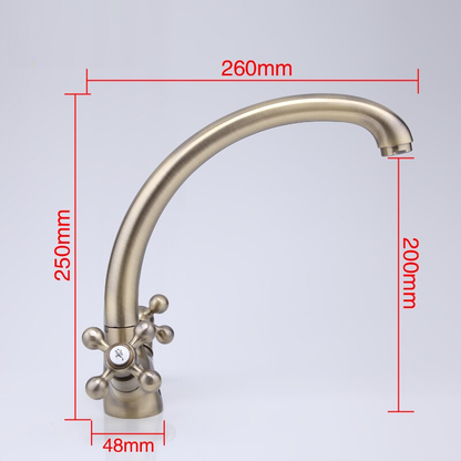 Rotatable dual handle kitchen faucet
