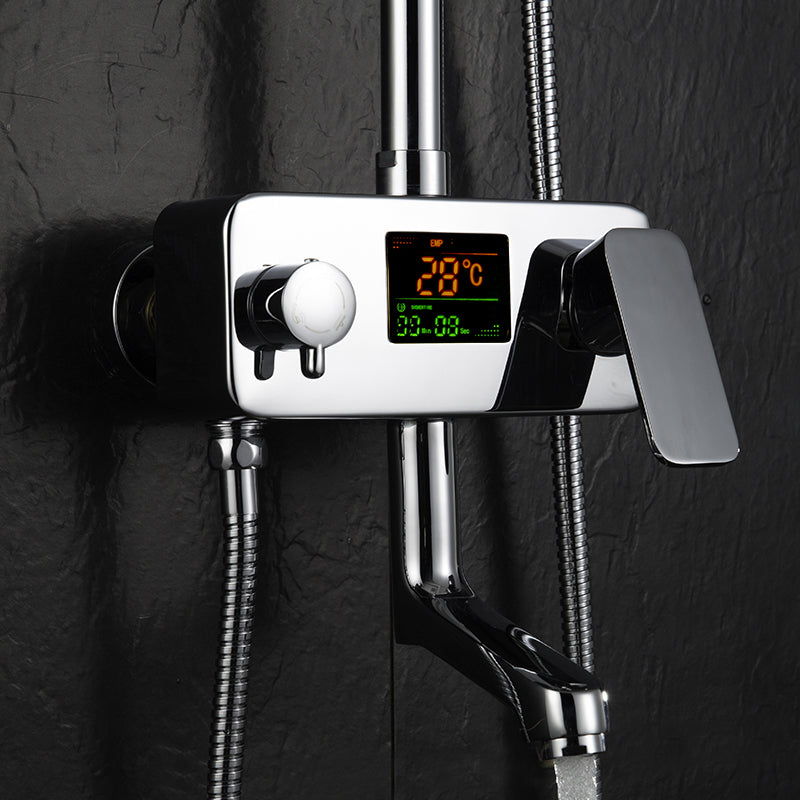 New Digital Display 8 inch Square Rain Shower Set with Handheld Shower Faucet