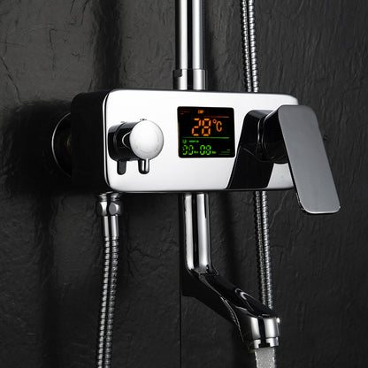 New Digital Display 8 inch Square Rain Shower Set with Handheld Shower Faucet