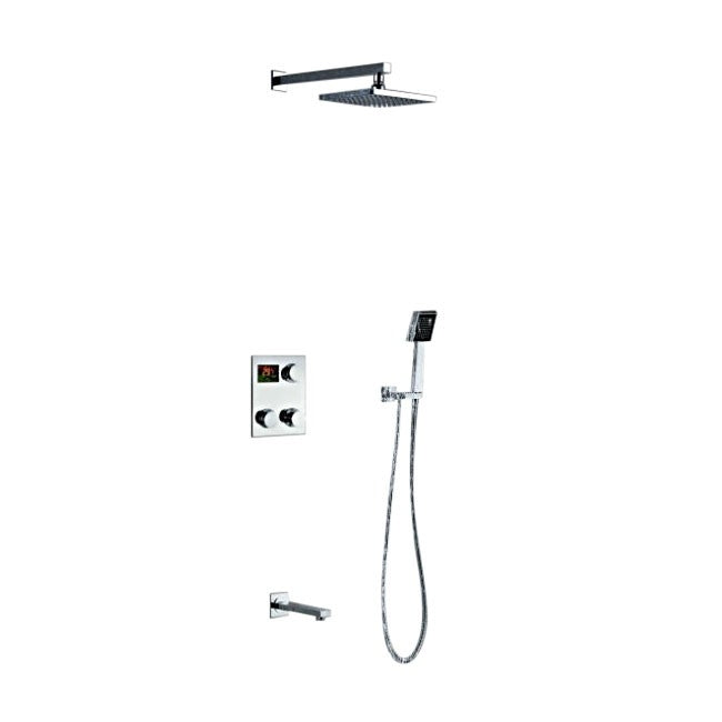 Juno Digital Display Chrome Finish Rain Shower Head Set with Handheld Shower