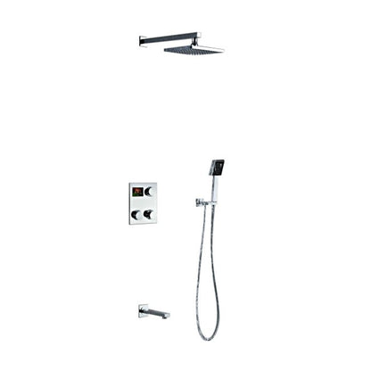 Juno Digital Display Chrome Finish Rain Shower Head Set with Handheld Shower