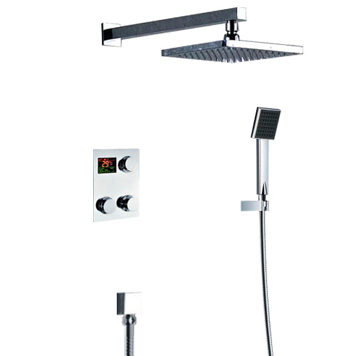 Digital Display Rain Shower Head Set with Handheld Shower