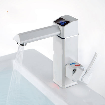 Digital White Deck Mounted Electric Single Handle Bathroom Faucet
