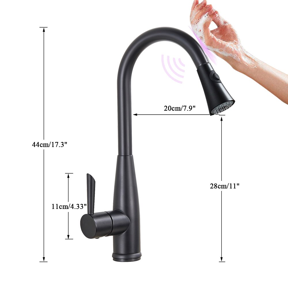New Juno Black Pull Down Touch Kitchen Faucet