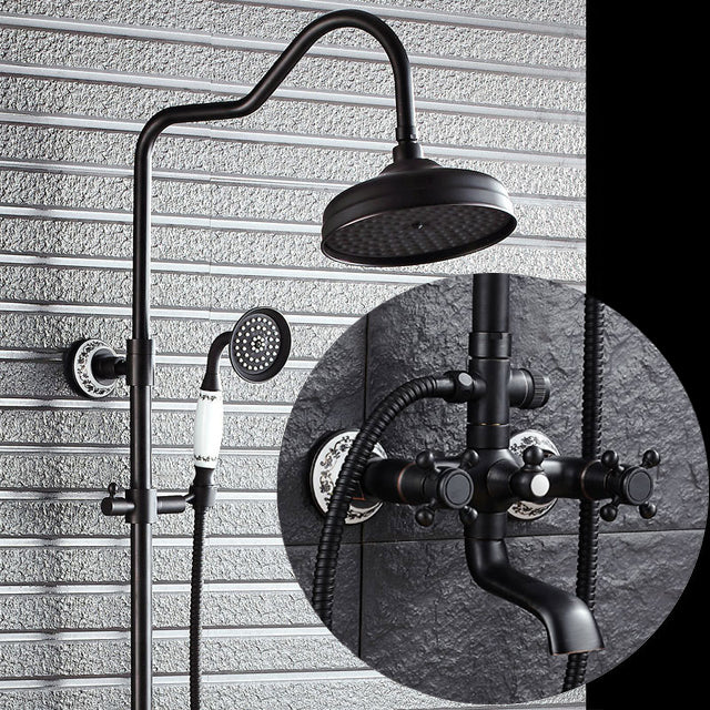 Juno 8" Oil Rubbed Bronze Rain Shower Systems with Handheld Shower