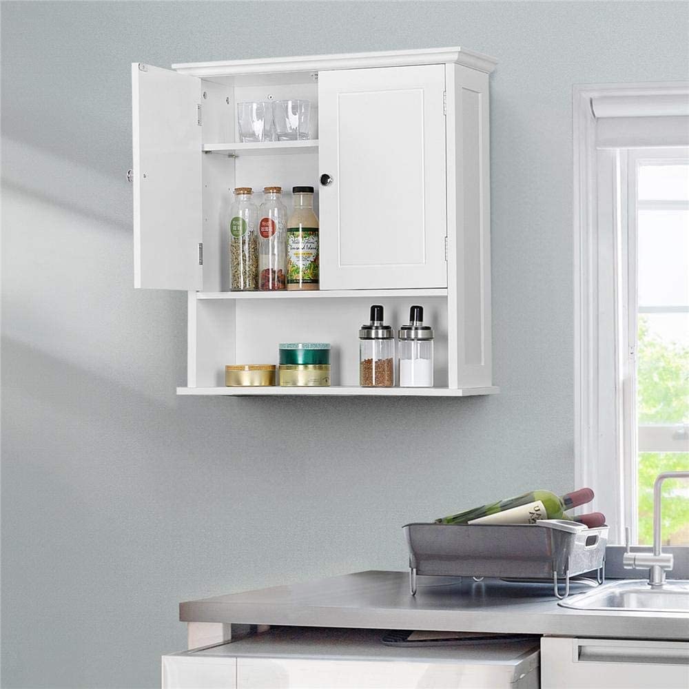 Double Door White Bathroom Medicine Cabinets