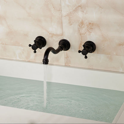 Double Handles Bath-tub Mixer Taps Oil-rubbed-Bronze