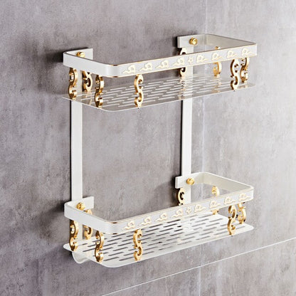 Juno White & Gold Bathroom Shelf Storage Organizer Aluminum bathroom Shelf