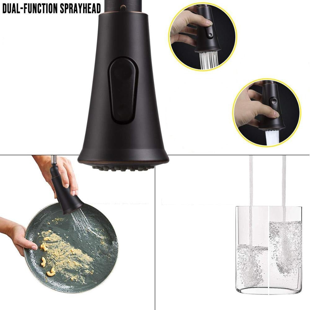 Motion Sensor Pull Down Dual Mode Sprayer Head Black Kitchen Sink Faucet
