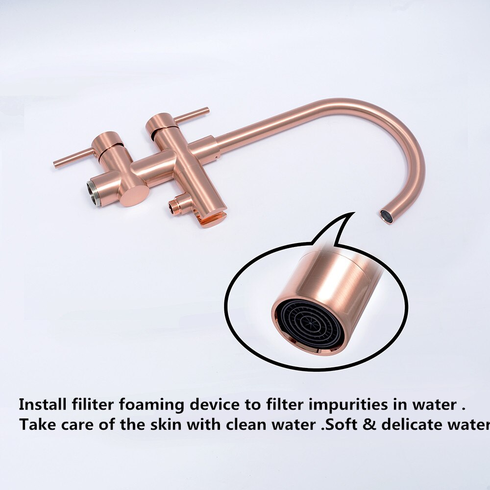 Brushed Rose Gold floor mount bathtub faucet