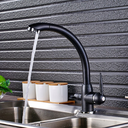 Dual Handle Swivel 360-Degree Rotation Dot Curved Kitchen Faucet