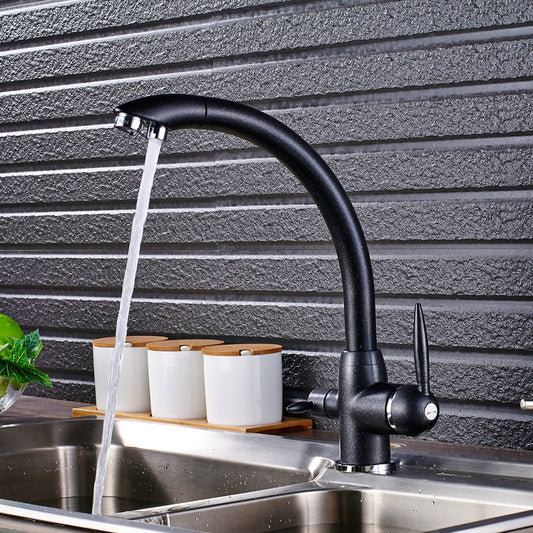 Dual Handle Swivel 360-Degree Rotation Dot Curved Kitchen Faucet