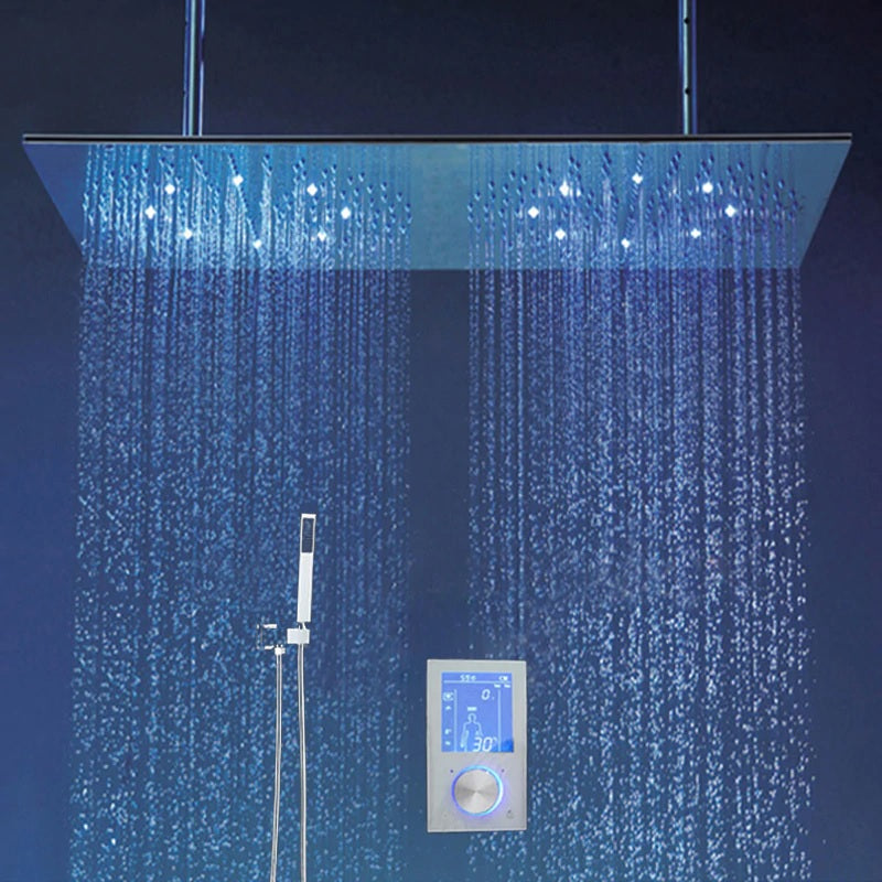 Juno 16" * 32" Luxury Dual Rain Shower Head Ceiling Mount Shower Brushed Rain Shower