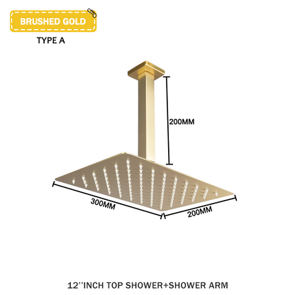 Juno Commercials Ceiling Mount Stainless Steel Rain Shower Head With Arm