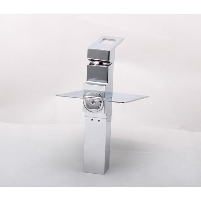 42CM Chrome Finish Bathroom Sink Faucets Brass Body Waterfall LED