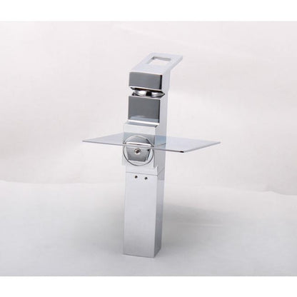 42CM Chrome Finish Bathroom Sink Faucets Brass Body Waterfall LED