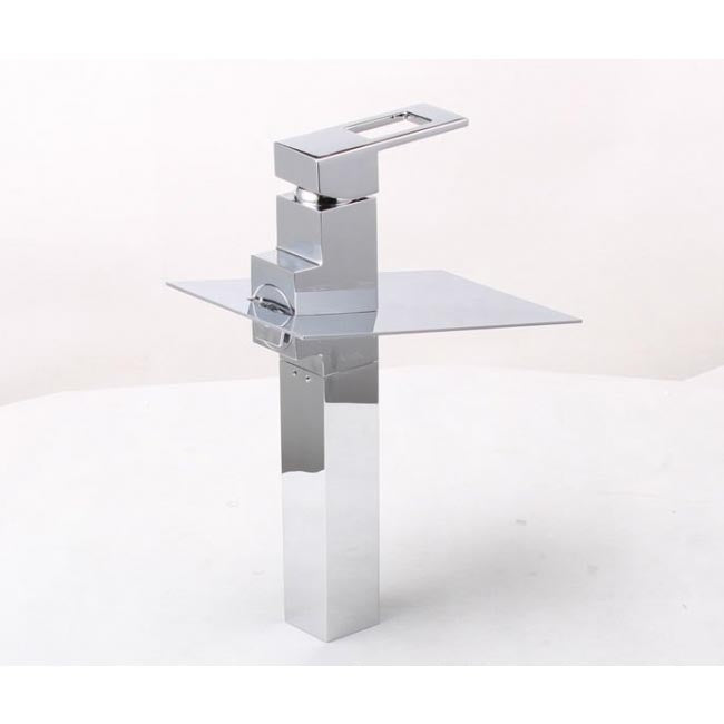 42CM Chrome Finish Bathroom Sink Faucets Brass Body Waterfall LED