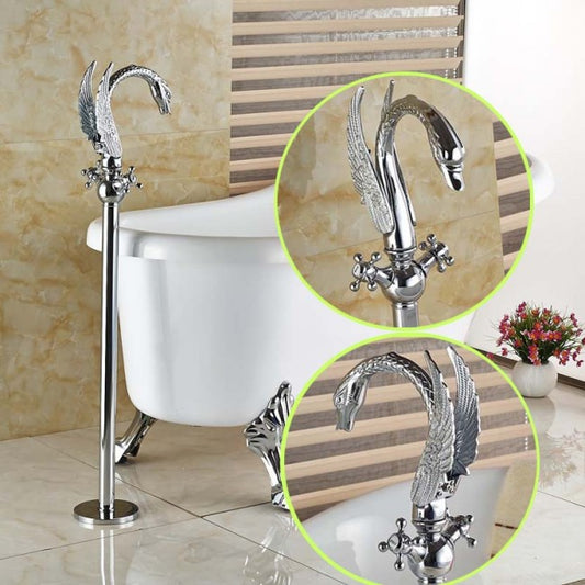 Elegant Free Standing Floor Mount Bath Tub Faucet Filler 1