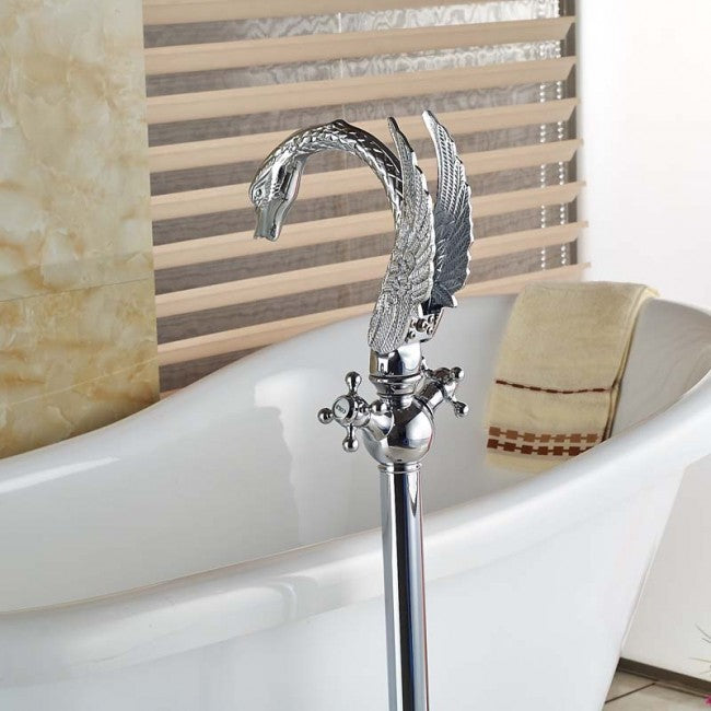 Elegant Free Standing Floor Mount Bath Tub Faucet Filler 4