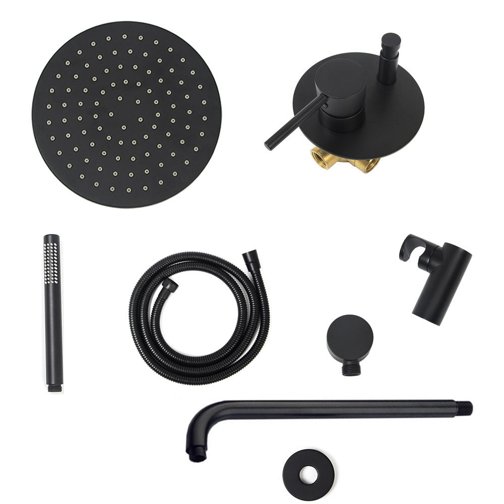 Ella Black Wall Mounted Brass Shower Set Mixer 8/10/12 Inch Shower Head