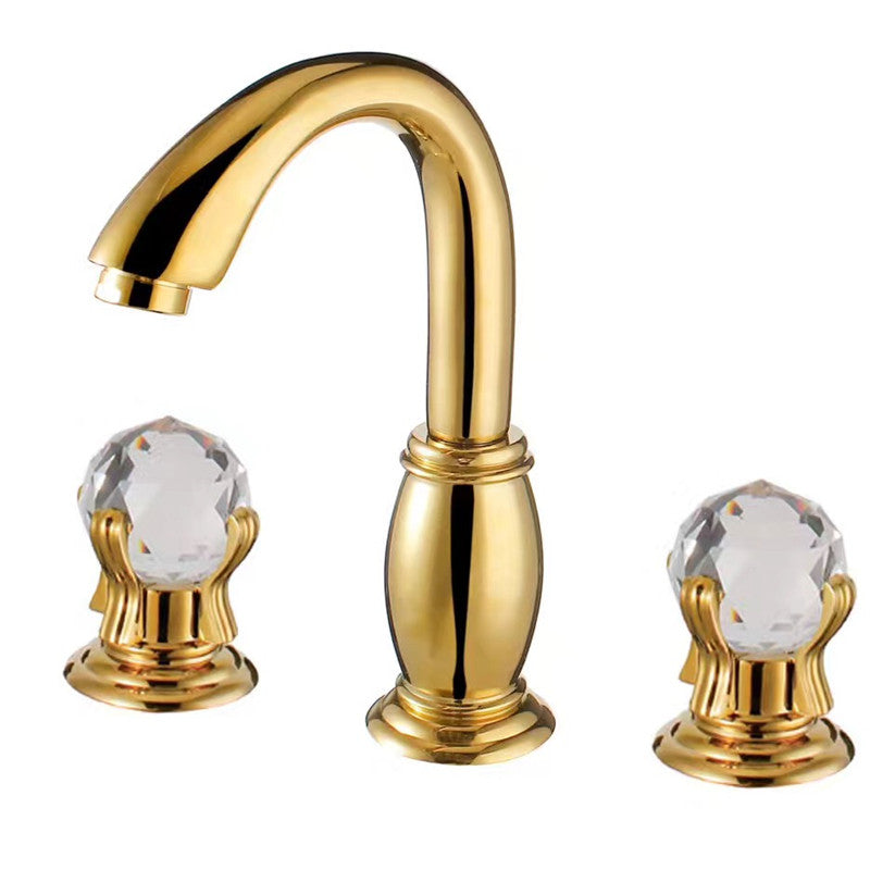 Ella Luxury Golden Double Crystal Handle Bathroom Sink Faucet Mixer
