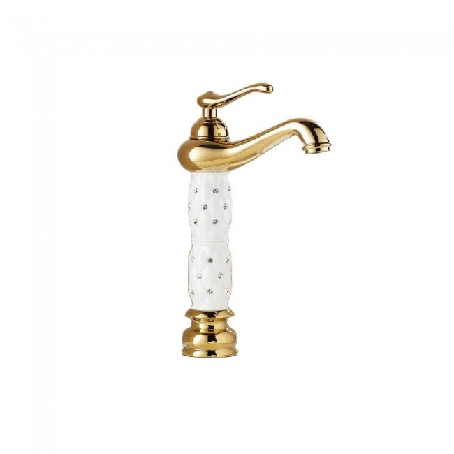 Juno Euro Gold Finish Luxury Tall Bathroom Basin Vanity Sink Mixer Faucet Single Handle