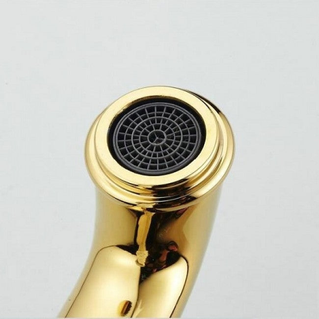 Juno Euro Gold Finish Luxury Tall Bathroom Basin Vanity Sink Mixer Faucet Single Handle