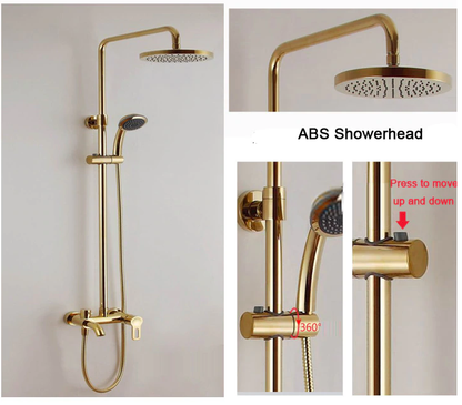 Juno Smart Round Gold Wall Mount Bathroom Shower Head with Hand Held Shower